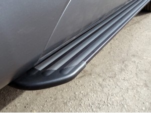 Пороги алюминиевые Slim Line Black для Infiniti QX70 № INFQX7015-14B