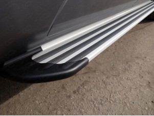 Пороги алюминиевые Slim Line Silver для Infiniti QX70 № INFQX7015-14S